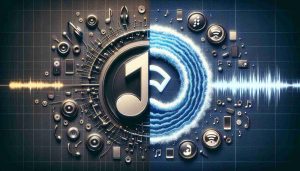 An illustrative comparison image, portrayed in a high definition, realistic style. On one side, show the logo for a generic music streaming service resembling Amazon Music, characterized by a musical note in a circle. On the other side, show the logo for another generic music streaming service resembling Tidal, characterized by a wave symbol. Between the two, incorporate elements that represent music streaming, such as soundwaves, headphones, and mobile devices. The image should convey a sense of analysis and exploration between the two music streaming platforms.