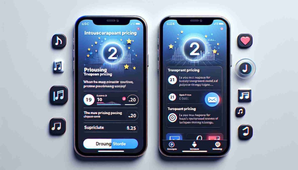 Create a high-definition, realistic image of a mock-up notification showcasing a music streaming platform introducing transparent pricing for its European users on smartphone devices, specifically focusing on iOS interface. The main elements should include the app icon, a headline about the new pricing policy, and some succinct details about the changes. A European theme could be subtly incorporated in the layout or icons.