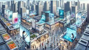 A detailed and hyper-realistic portrait of the future of the smartphone market in China. Showcase multiple innovative designs of smartphones, including foldable devices and transparent screens, all completing advanced tasks. Depict dense urban environments typical of Chinese cities, bustling tech marketplaces, and consumers engaging with technology. People of varying genders and descents should be seen, such as a middle-aged South Asian woman browsing through devices, a young Caucasian man examining a foldable phone and an elderly Hispanic woman interacting with a device offering holographic features. All while maintaining high-definition quality in the image.