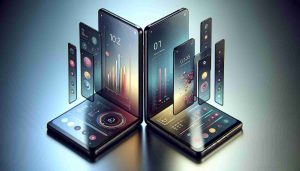 High-definition, photorealistic image of smartphones showcasing a balance between cutting-edge innovation and rich user experience. These devices boast sleek design aesthetics, incorporating high-gloss surfaces, slim profiles, large, high-resolution screens and minimalistic buttons. The OS displays are colorful and intuitive, symbolizing advanced functionality yet ease of operation. The background indicates a light gradient effect, subtly suggesting the phones are in a sophisticated, modern environment.