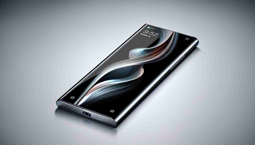 A realistic high-definition photograph of a super thin and revolutionary smartphone. This device is designed for the future and is part of a slim series, drawing parallels to the sophisticated technology of contemporary high-end smartphones. The phone is incredibly sleek and exhibits fluidic design curves, with an expansive edge-to-edge display, thin bezels, and a glossy finish. It presents an impressive lineup of cameras at the back, encapsulated within a slender, robust casing. The phone's technology is not only cutting-edge but is also geared towards a minimalist, lightweight solution, embodying the paradigm of thinness in modern portable devices.