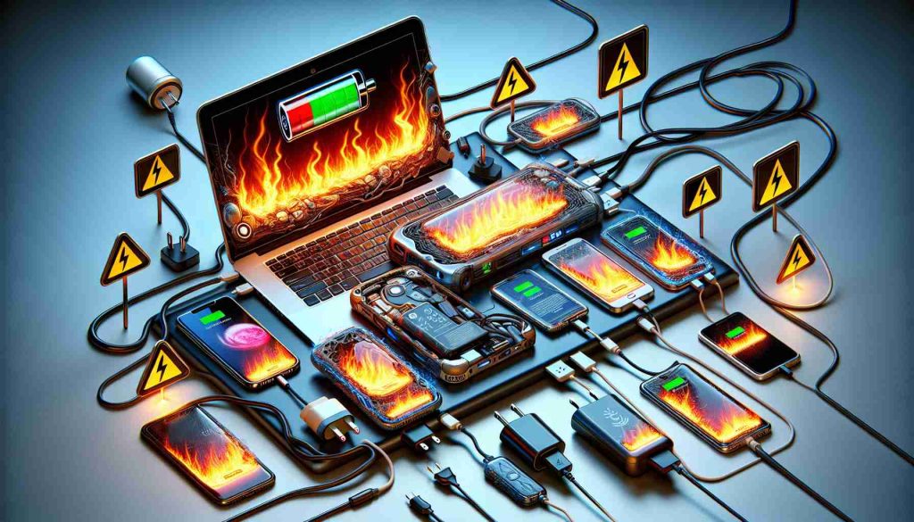 Generate a realistic HD image that depicts the dangers of overcharging devices and how to prevent them. The image should feature an assortment of devices such as cellphones, laptops, and tablets that show clear physical signs of overcharging, like overheating or swelling. There should also be clear visual signs pointing out how to prevent these issues, like unplugging chargers once the battery is full, using reliable charging cables, and not leaving devices to charge overnight. The message should be clear and easy to understand, ensuring viewers understand the importance of good charging practices.