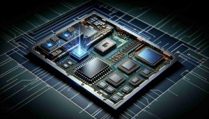 Generate a realistic and high-quality image of a revolutionary technology that has the potential to drastically alter the current pricing structure of smartphones. The image should depict components of this innovative technology, such as miniaturized circuits, advanced battery life technology or state-of-the-art processing chips, all designed with a futuristic aesthetic.