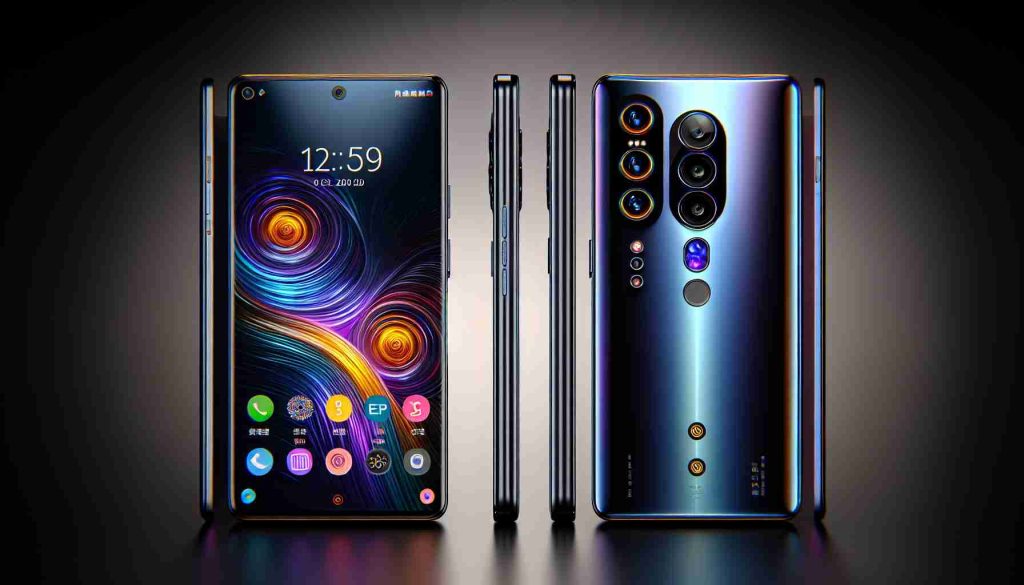 Generate a realistic, high-definition image of two conceptual smartphones. The first one is inspired by current design trends, featuring a slim profile, a vibrant display spanning almost the entire front of the device, a minimal bezel, and multiple camera lenses arranged vertically at the back with an LED flash. Label this smartphone as 'Z9'. The second one shares a similar design language but comes with additional enhancements like a larger screen, an in-screen fingerprint sensor, and a more robust camera system. Label this smartphone as 'Z9x'. Both smartphones should have a polished, metallic finish to reflect their premium status.