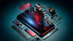 Generate a realistic high-definition image of the upcoming top-tier smartphone called Red Magic X Pro with distinct features highlighting its unique and exciting elements such as its screen, camera, and overall design elements.