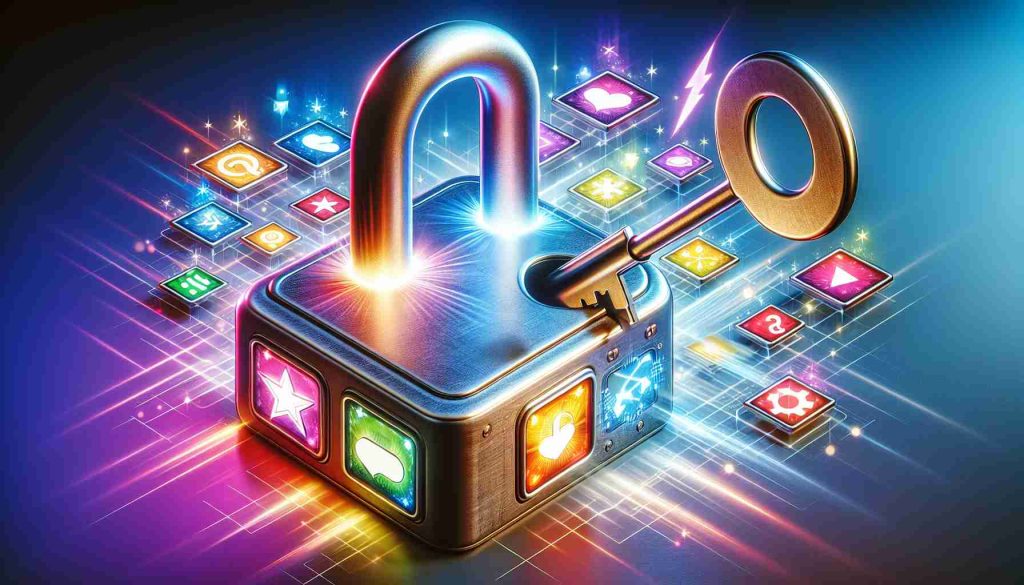 A detailed, high-resolution image illustrating the concept of unlocking exciting features through simple steps. This concept is represented by a key opening a square, metallic lock, symbolizing 'unlocking'. Behind the lock, there are vibrant, colorfully illuminated icons of different features such as a star, a lightning bolt, and a heart, representing the exciting features. The key is inserted into the lock with an arrow, symbolizing the 'simple steps'. This represents a user-friendly process and the world of possibilities that can be unlocked with these steps.