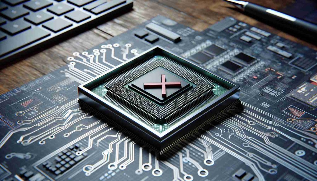 A detailed, high-definition, realistic representation of a symbolic display representing the potential cancellation of a chip architecture license related to a major tech corporation. Perhaps this could take the form of a 3D rendered chip signed with a red cross, signifying a potential cancelation, placed on a background with corporate motifs and tech elements.