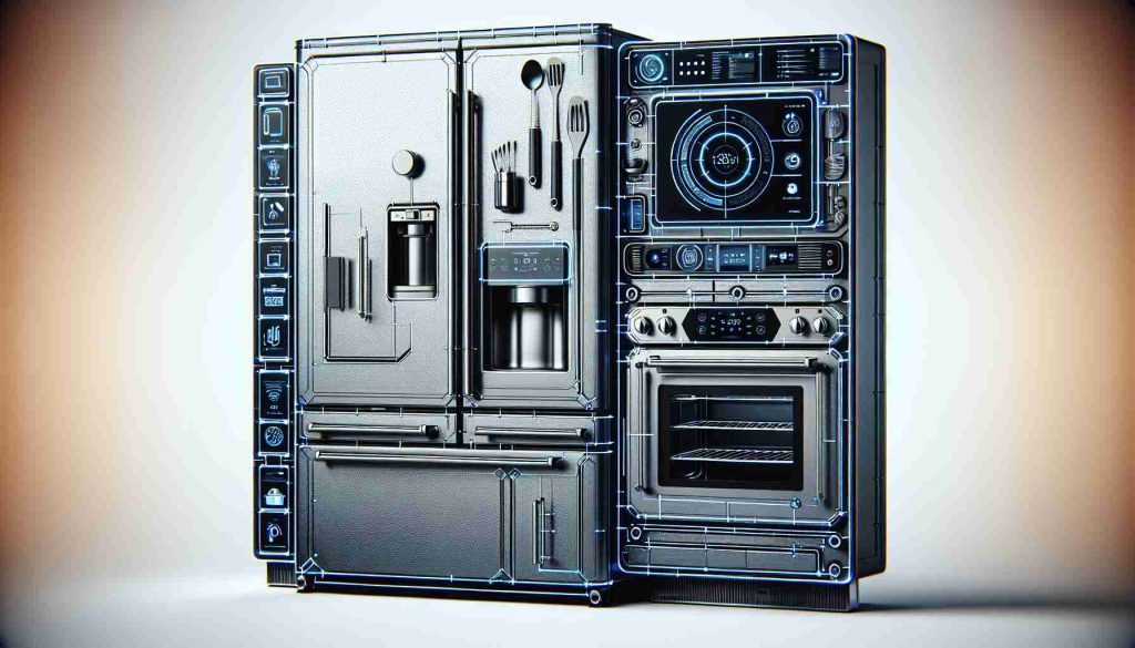 Depict a detailed, high-definition image of an innovative smart kitchen appliance. It should convey a sense of novelty and cutting-edge technology, perhaps including touch screens, digital interfaces, sleek design elements, and advanced features that suggest automation and connectivity. The appliance can be any type generally found in kitchens - a refrigerator, oven, blender, etc. Please make sure that the design adheres to today's accepted image of 'smart' technology.