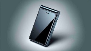 High-definition, realistic image of a cost-efficient version of the Galaxy Z Flip model by Samsung. The mobile device is folded in a flip-style with a glossy, solid color casing. Its closed, compact form showcases the small outer screen and dual camera located on the front exterior. The device's slight curvature indicates it ability to be unfolded, revealing a larger interior display.