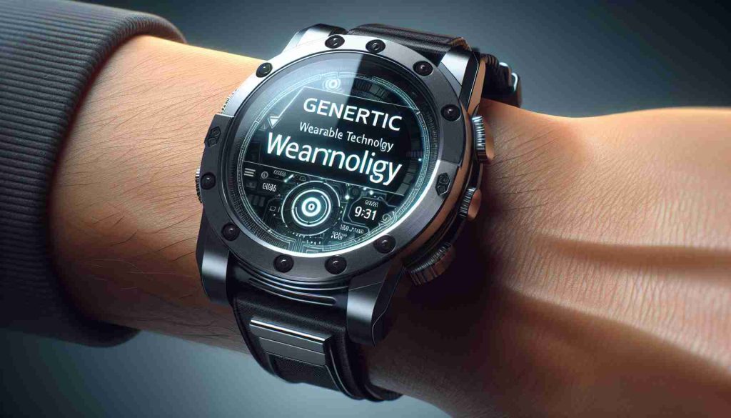 A high-definition, realistic image showcasing the latest offering in wearable technology from a generic tech company. The product should be innovative and exciting, suggesting recent cutting-edge developments in the world of wearables.