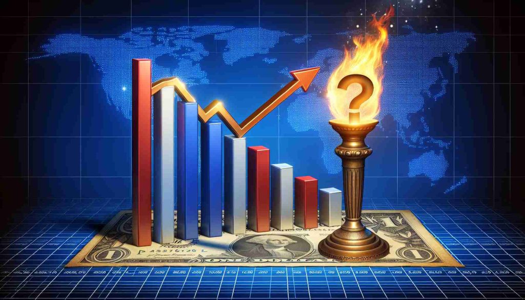 A realistic HD image representing the concept of economic setback faced by a western country. It could contain elements such as descending bar graphs, a burning torch representing growth seemingly being extinguished, and a question mark signifying uncertainty about the future.