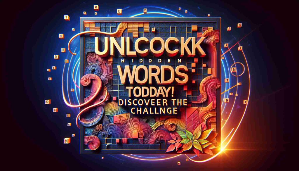 Create a vivid, high-definition image that portrays the text 'Unlock Hidden Words Today! Discover the Challenge!' This is visualized as an inspiring call to action against a dynamic and engaging backdrop. The backdrop itself could be an abstract representation of a word search puzzle with some words partially hidden but subtly visible.