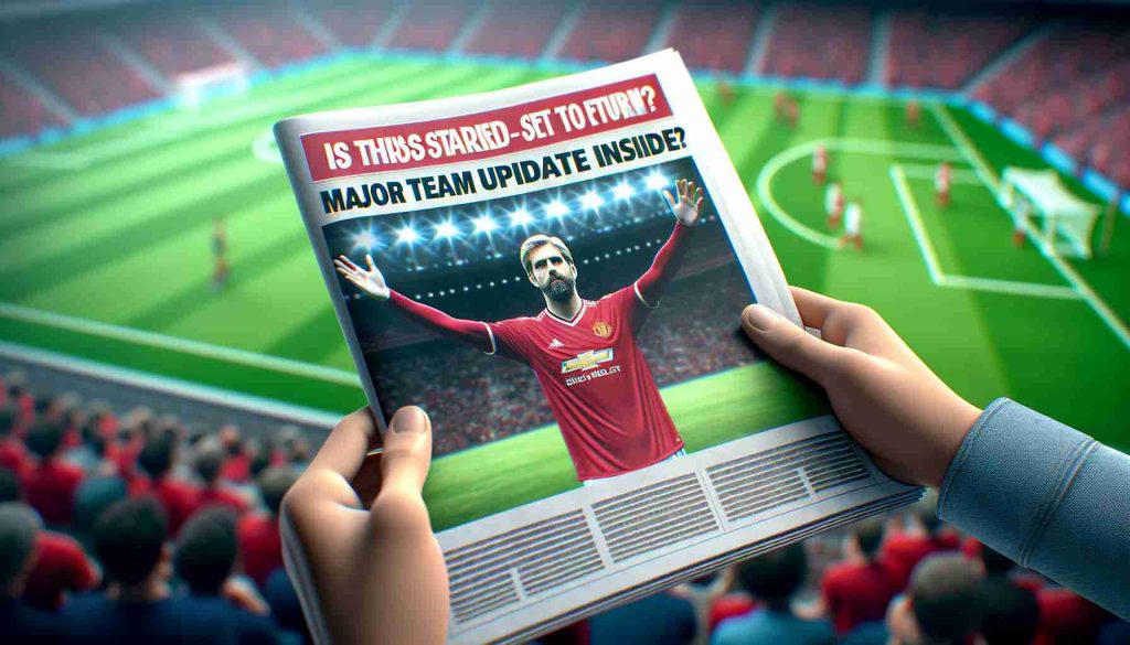 A realistic high definition image depicting the headline 'Is This Star Defender Set to Return? Major Team Update Inside!', possibly written on a newspaper, news app or sports website. The background can be a blurred out football pitch