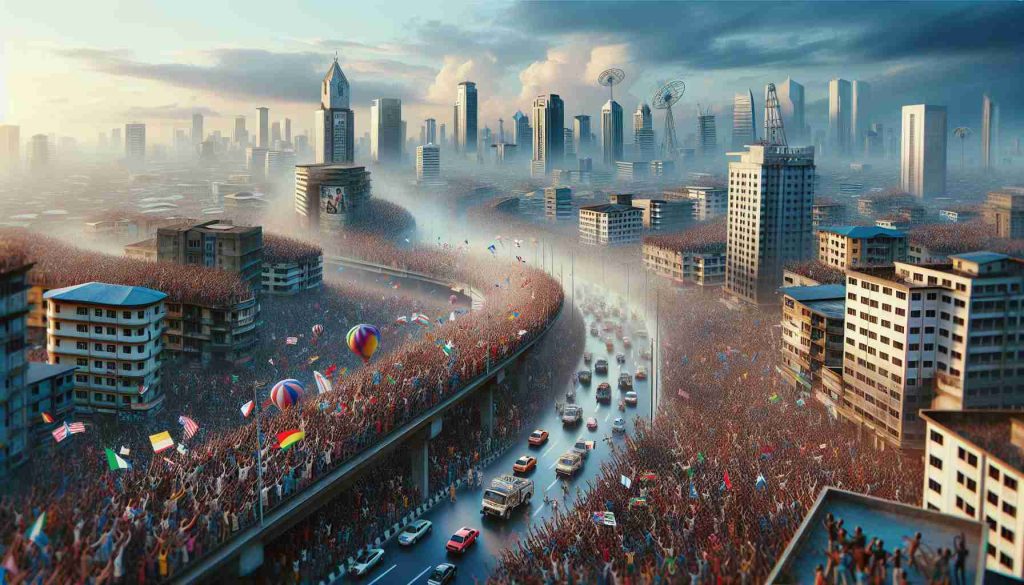 A high-definition, realistic representation of an awe-inspiring event taking place in Lagos. The scene is abuzz with excitement and surprise, as a major unexpected event has just taken place, exciting numerous fans and spectators. Capture the vibrancy and dynamism of the city along with the expression of wonder and disbelief on the faces of the people.