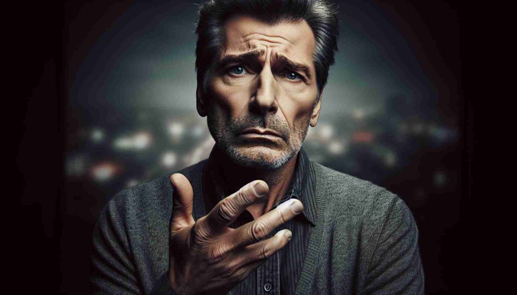 A realistic high-definition image of a concern-themed concept showing a middle-aged Caucasian male actor who is well-known for his diverse roles in cinema. The atmosphere of the image should portray a sense of wondering about a recent development or event, as if implying 'What's happening?'