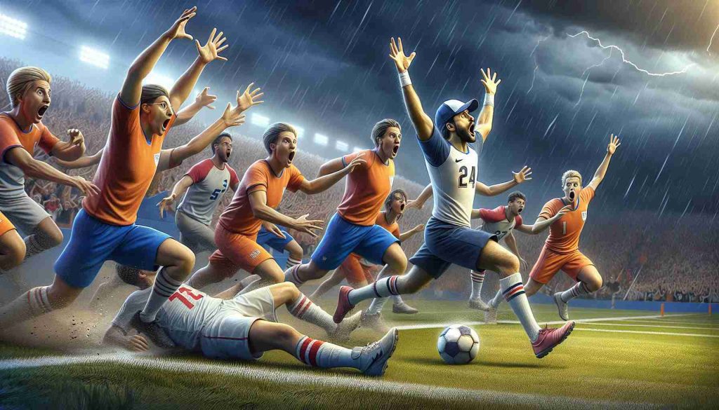 Highly-detailed realistic image depicting an unexpected last-minute turnaround in a situation. It's so surprising, it almost feels unbelievable. It could be a sports match where the underdogs staged a successful comeback or a scene from a competitive game where the trailing opponent made a master-move that changed the whole game.