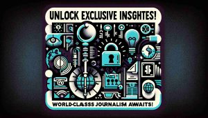 Create a high-resolution image representing the concept of 'Unlock Exclusive Insights! World-Class Journalism Awaits!' The image should have an aesthetic that encourages interest in investigative journalism. It might include symbolic elements associated with insight and knowledge such as keys, locks, globes, or newspaper stands. Use bold, inviting colors to emphasize the excitement and prestige of world-class journalism.