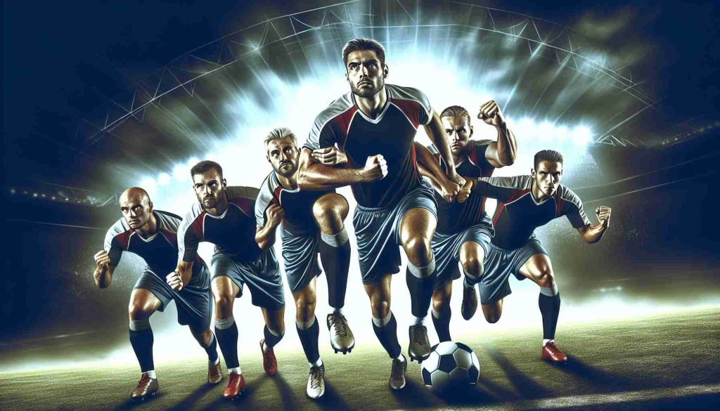 Create a detailed and high-definition image depicting a narrative of an unstoppable football team. The team's players are brimming with confidence, ready to maintain their winning streak with robust athletic prowess and tightly-knit team dynamics. The scene encapsulates the thrill and anticipation of an upcoming match, with their determination clearly visible on their faces, and the hope of keeping their victorious momentum going.