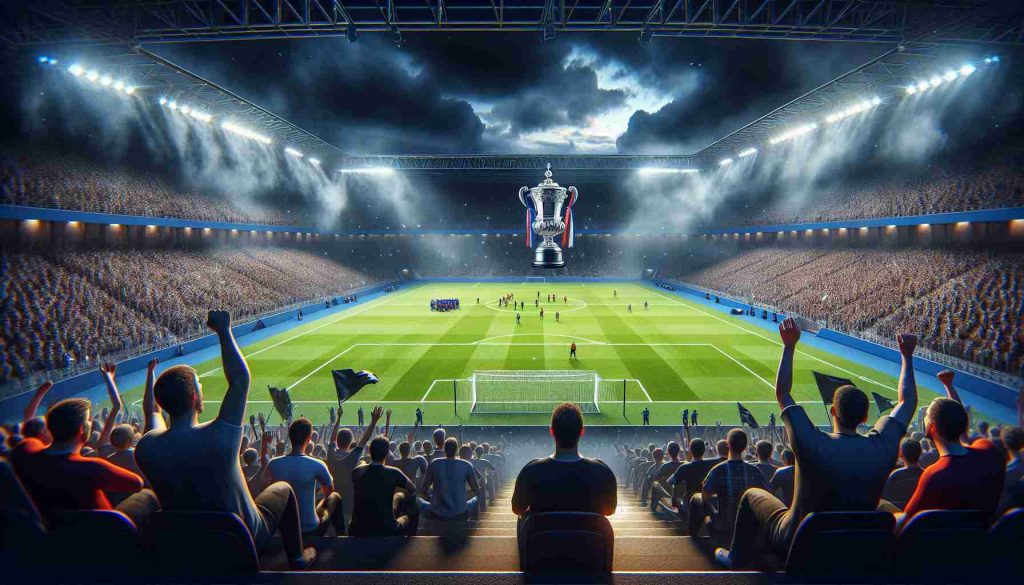 A highly detailed and realistic high-definition image portraying the scene of excited spectators in a stadium, eagerly anticipating a pivotal cup clash in a sporting event. The atmosphere is electric with a mix of nervousness and anticipation as everyone wonders who will move forward to the semifinals, the victory is yet unknown, the suspense is high. The playing field is well-maintained and prepared for the match, the floodlights illuminate the scene, and anxious cheers echo around the amplified structure.