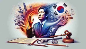 A high definition, realistic image of an abstract concept representing political upheaval in a country, symbolized by shockwaves. An unidentified South Korean politician, without specifying their gender or position, is seen metaphorically facing the consequences. Use symbols common to political discourse such as a gavel, a constitution document, and national emblems to depict the situation.