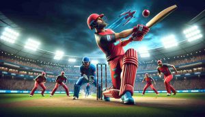 Realistic, high-definition image of thrilling cricket action from the Big Bash League. This should portray a tense moment of the sports event where top cricket players are going the extra mile to ensure their team's victory. The scene can include, for instance, a batsman hitting a six, a fielder attempting a difficult catch, or a bowler delivering a high-speed ball. The stadium around them must be buzzing with anticipation and high energy.