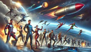 A high-definition realistic picture showing excitement and anticipation, themed around confronting forces in a universe similar to popular superhero comics. It showcases characters preparing for a launch, without any identifiable traits of any copyrighted characters. These characters have various extraordinary abilities, and they come from various descent and genders. Some demonstrate the power of super strength, others speed and agility, while a few might possess the power of controlling elements or the ability to fly.