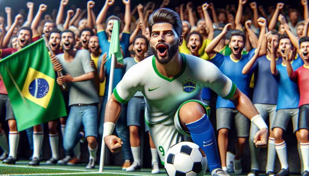 Realistic HD image showing a male soccer player with a Brazilian descent making his comeback on the soccer field. The excitement in the crowd is evident, fuelling the anticipation.