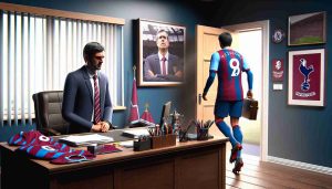 A realistic high definition image representing a surprising managerial shake-up in a prominent English football team, notably renowned for their claret and blue uniforms. The scene showcases a crestfallen erstwhile manager vacating his office, while a new, radiating with confidence, imminent leader steps in. Speculations and emotions are running high amongst the team members and fans. Will this unexpected decision alter the team's future achievements?