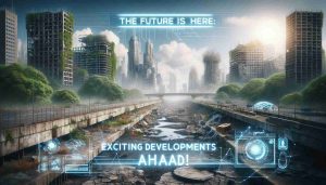 High-definition image showing a post-apocalyptic scene with a sense of hope and visionary developments. It presents an urban setting in decay, nature reclaiming the cityscape with vegetation growing through cracked concrete. There are signs of technology from the future intertwined, like futuristic solar panels or holographic displays. Prominent text overlays this scene, stating 'The Future is Here: Exciting Developments Ahead!' suggesting optimism and forward-thinking. The atmosphere should be a balance between the grim reality and an anticipation for the future, hinting at survival and progression amidst tribulation.