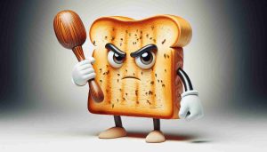 A high-definition, realistic image of a striking visual metaphor for the concept, 'Is your breakfast secretly hurting you?'. This could be depicted as an anthropomorphized breakfast item showing secretive or harmful behavior. For example, a cartoonish piece of toast with shifty eyes holding a tiny wooden club behind its back.